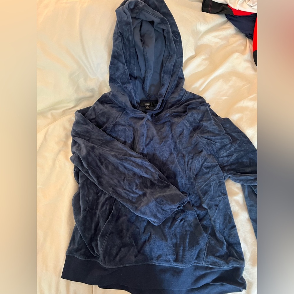 JCREW VELOUR HOODIE - NAVY - SIZE MEDIUM